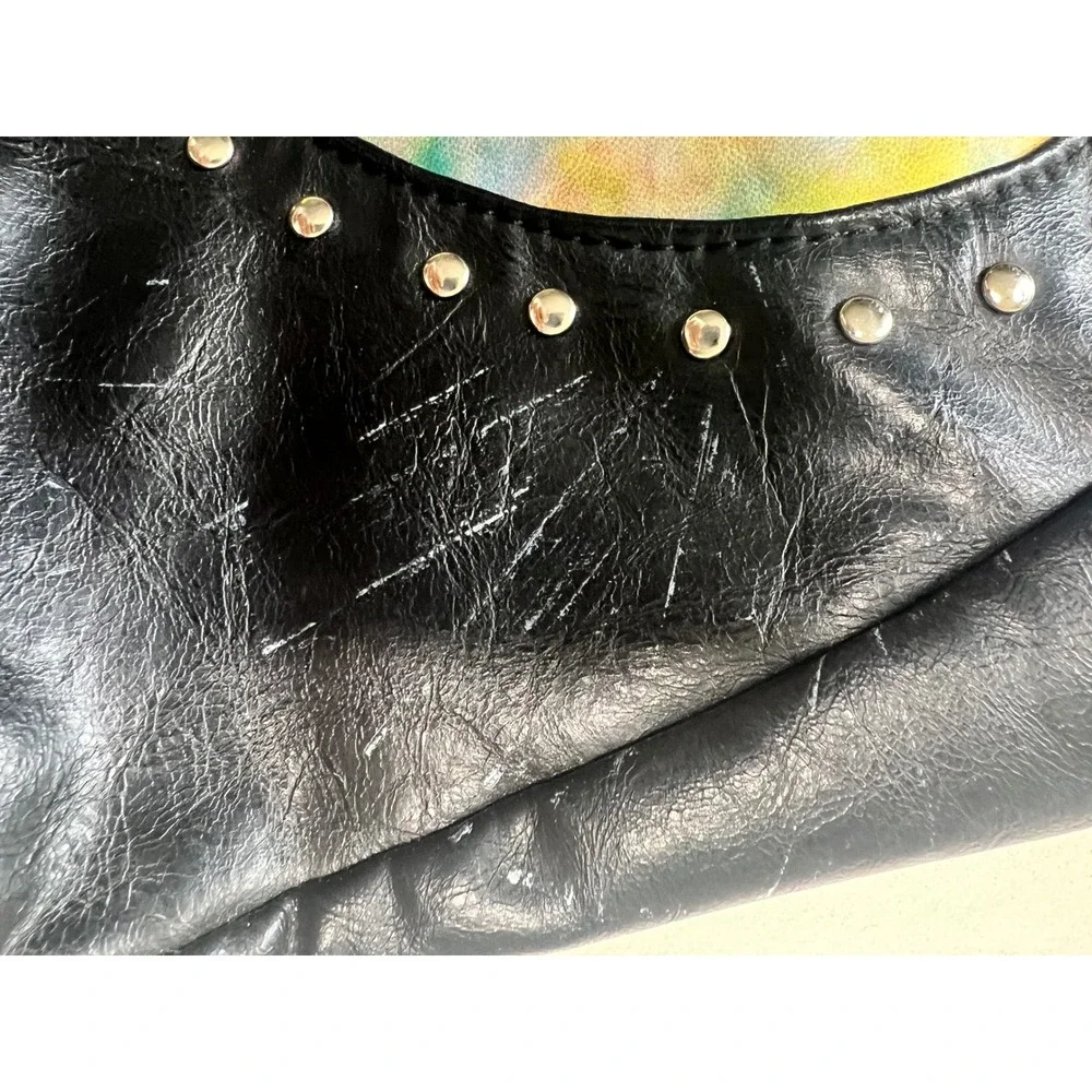 Y2K Susan Nichole Padilla Art Love Heart Studded Black Faux Leather Boho Handbag - Picture 8 of 8